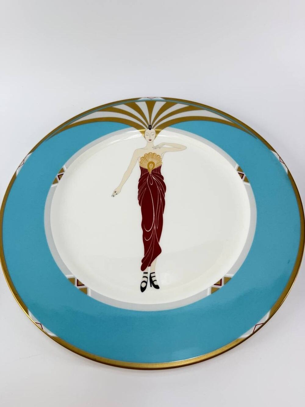 Le Soleil Turquoise A3050 1985 Bone China Japan Plate Gold Trim 1.74 lb
